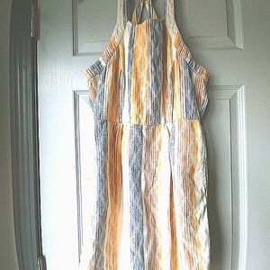 O'Neill Halter Striped Cotton Mini Dress M